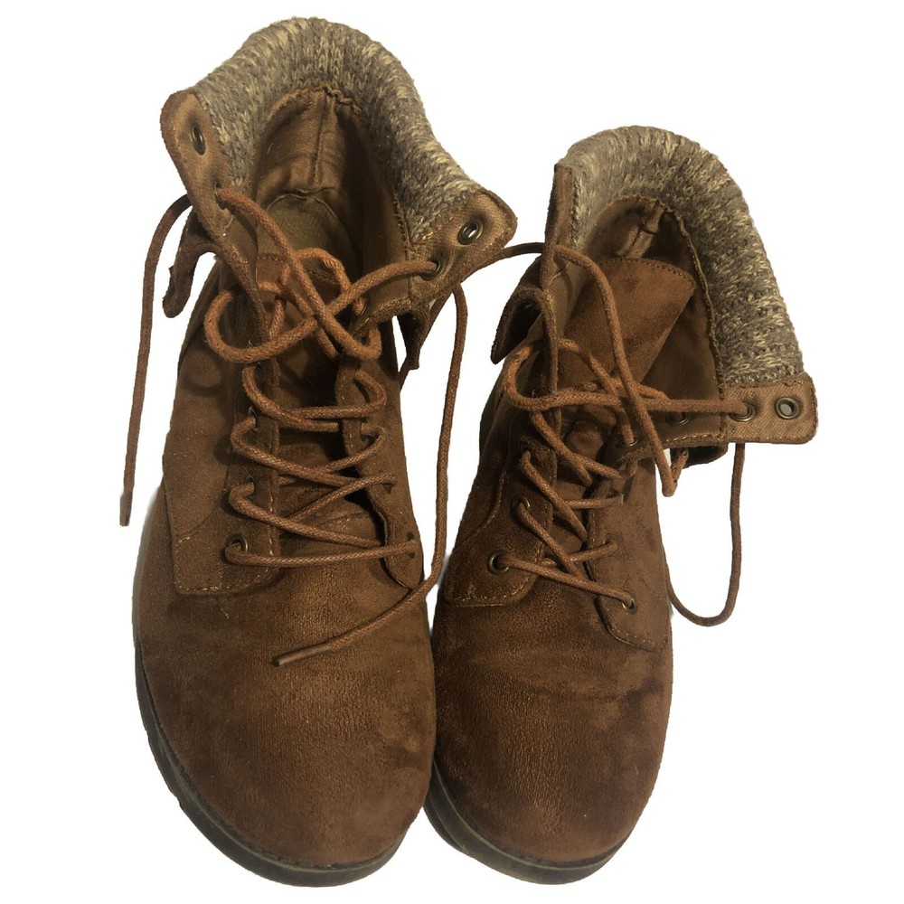 Arizona Jeans Co. Women's Yetta Ankle Boots Size 8M Brown Suede Sweater Lined - Picture 1 of 12